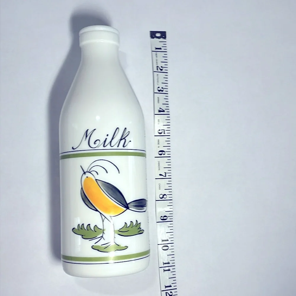 1970’s Milk Glass Bottle Vintage Bird Italy Egiasu Vase Kitchen Collectible 🇮🇹